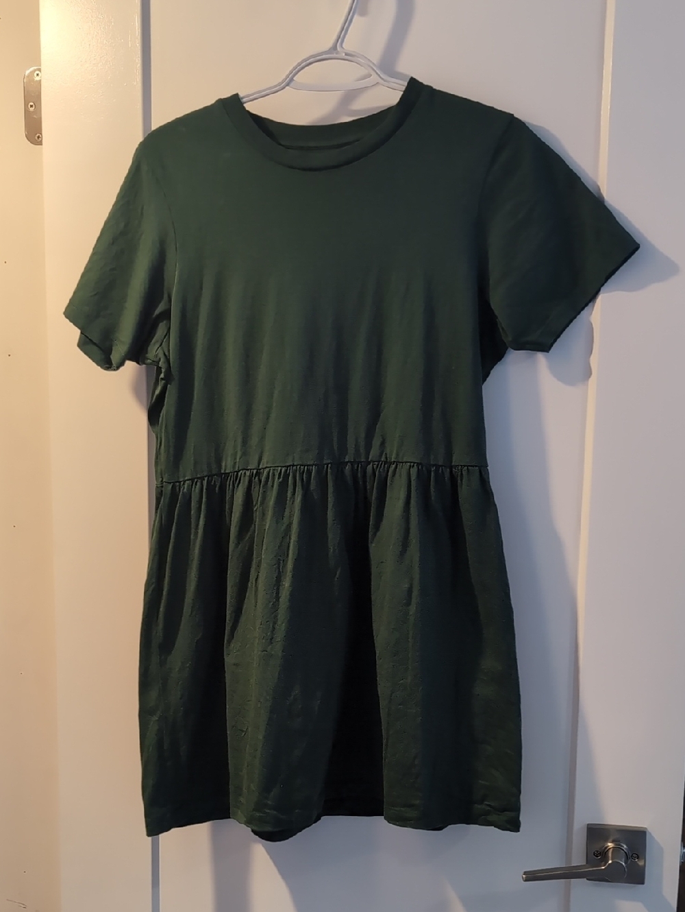 Simons Dark Green Short Sleeve Gathered Waist Dress